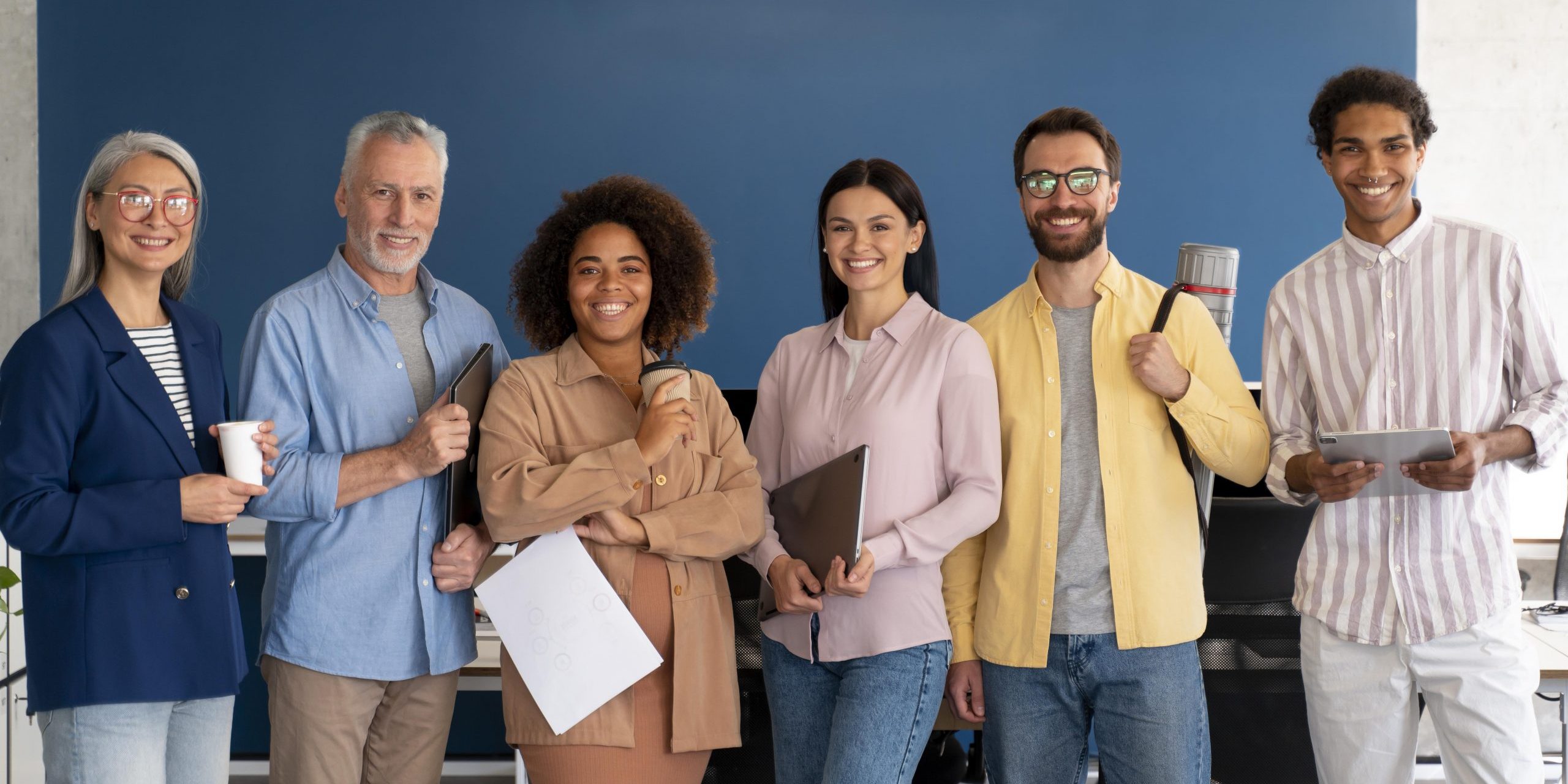 Diverse talent pool of six people representing different ethnicities and ages.