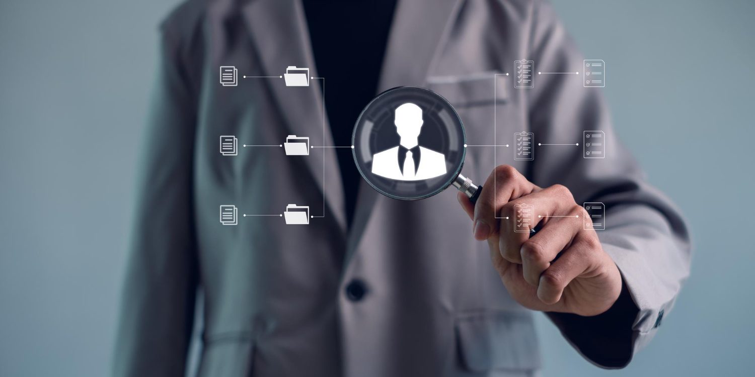 online-documentation-database-process-automation-efficiently-manage-filescorporate-business-technologydocument-management-system HR professional explaining transparent background screening to job candidate